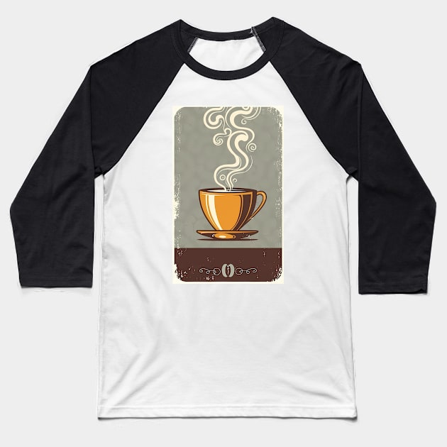 Vintage Style Coffee Cup Baseball T-Shirt by rymeldy